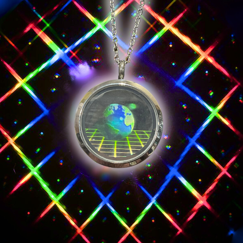 3D Earth Grid Hologram Necklace