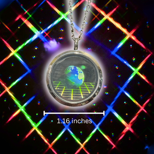 3D Earth Grid Hologram Necklace